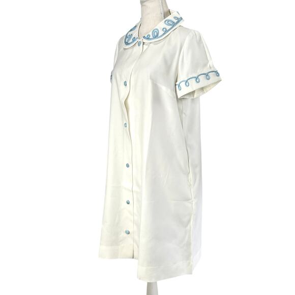 Vintage 80s Dress Dorian Peter Pan Collar White Aline Uniform Fairy Kei - Picture 2 of 8